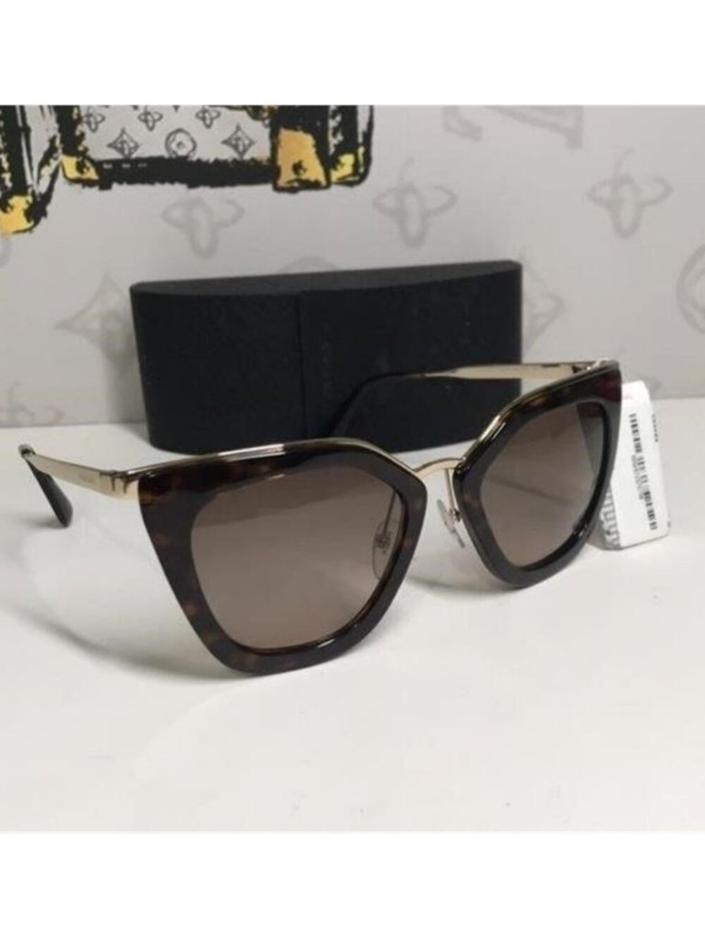 New Authentic Prada PR53S 2AU-3D0 – Havana Brown Gradient Cat-Eye Sunglasses - Picture 7 of 12
